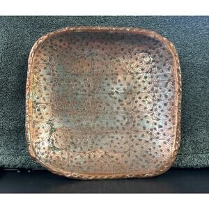 Vintage Hand Carved Copper Plate Decorative Wall Decor